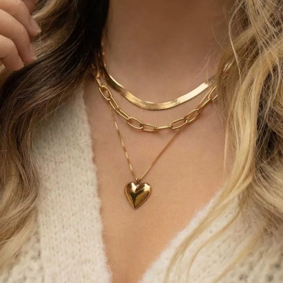 everrealli Jewelry - Women Multi-level heart Golden color New Necklace